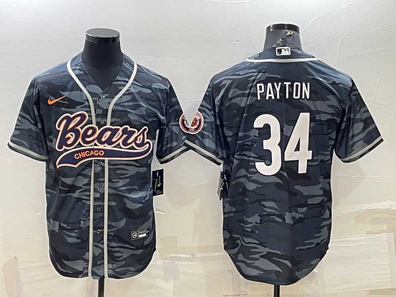 Men's Chicago Bears Blank #34 Walter Payton Grey Camo With Patch Cool Base Stitched Baseball Jersey,We sell and wholesale Men's Chicago Bears Blank #34 Walter Payton Grey Camo With Patch Cool Base Stitched Baseball Jersey on line form chian!